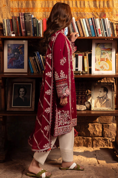 RARE 3PC LAWN EMBROIDERED SHIRT WITH BAMBER CHIFFON EMBROIDRED DUPATTA-3590