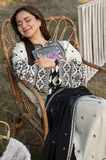 RARE-3PC LAWN EMBROIDERED SHIRT WITH CHIFFON EMBROIDERED DUPATTA AND TROUSER-3757