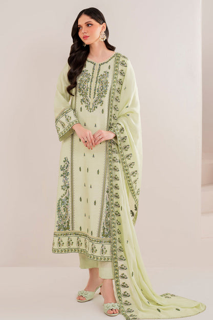 RARE-3PC LAWN EMBROIDERED SHIRT WITH LAWN EMBROIDERED DUPATTA AND LAWN TROUSER-3565