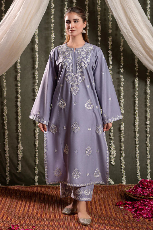 RARE 2PC LAWN EMBROIDRED SHIRT WITH LAWN EMBROIDRED TROUSER-3482