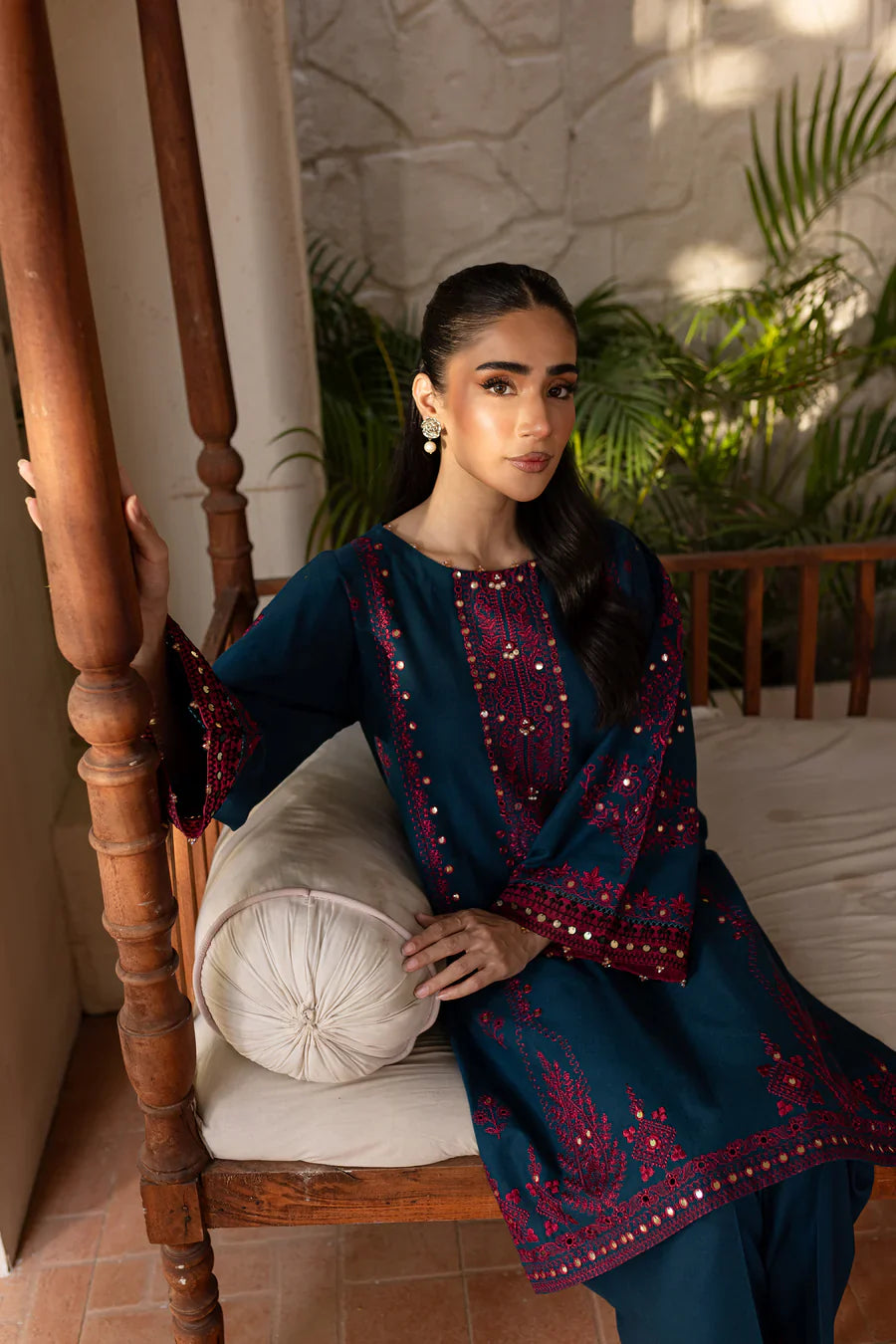 RARE-2PC SEQUIN LAWN EMBROIDERED SHIRT WITH SEQUIN LAWN EMBROIDERED TROUSER-3461