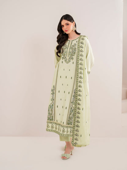 RARE-3PC LAWN EMBROIDERED SHIRT WITH LAWN EMBROIDERED DUPATTA AND LAWN TROUSER-3565