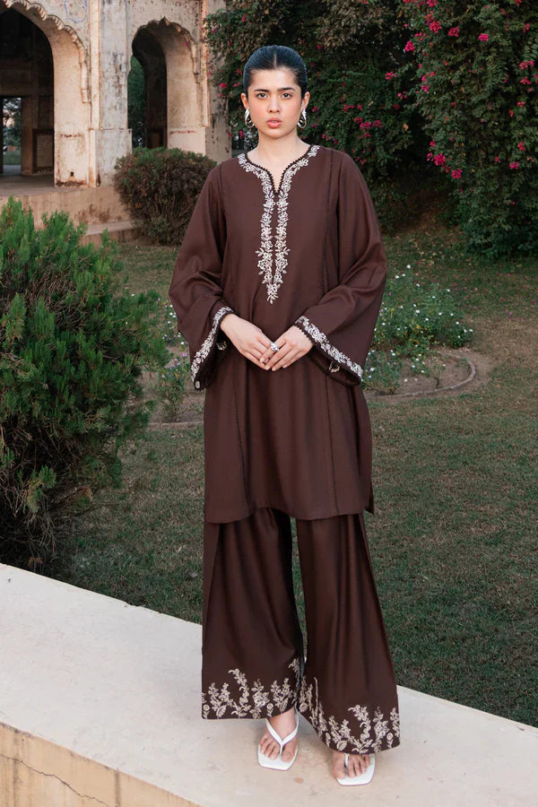 RARE-2PC DHANAK EMBROIDERED SHIRT WITH DHANAK EMBROIDERED TROUSER-3416