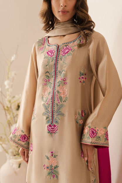 RARE-3PC LAWN EMBROIDERED SHIRT WITH DYE & DYE CHIFFON DUPATTA AND TROUSER-3637