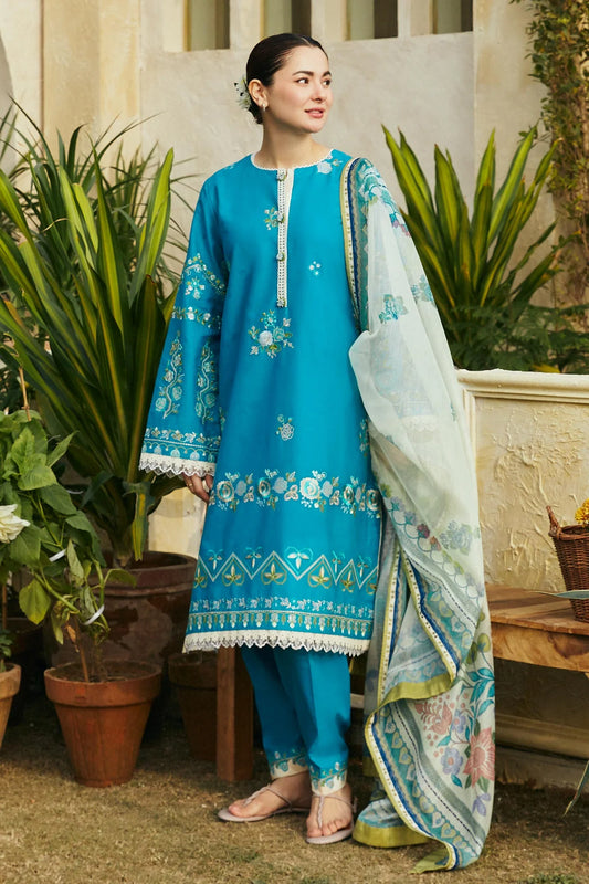 RARE 3PC LAWN EMBROIDERED SHIRT WITH DIAMOND PRINT DUPATTA-2820