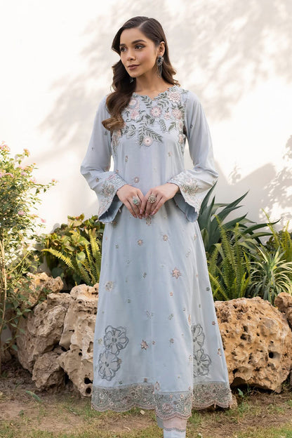 RARE-3PC LAWN EMBROIDERED SHIRT WITH CHIFFON EMBROIDERED DUPATTA & LAWN TROUSER-3608