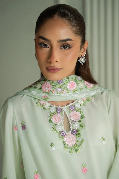 RARE-3PC LAWN EMBROIDERED SHIRT WITH MONARK EMBROIDERED DUAPATTA AND TROUSER-3695