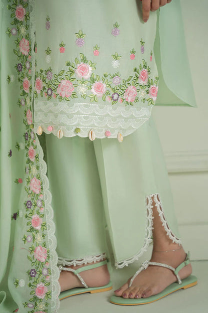 RARE-3PC LAWN EMBROIDERED SHIRT WITH MONARK EMBROIDERED DUAPATTA AND TROUSER-3695