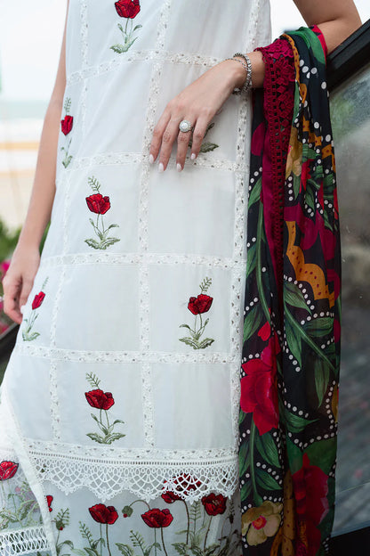 RARE- 3PC LAWN EMBROIDERED SHIRT WITH DIAMOND PRINT DUPATTA AND TROUSER-2872