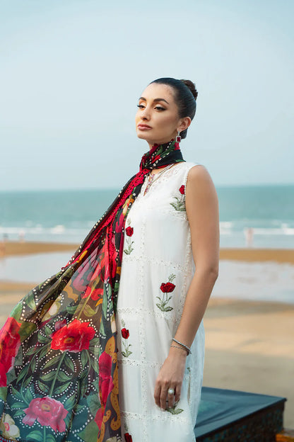 RARE- 3PC LAWN EMBROIDERED SHIRT WITH DIAMOND PRINT DUPATTA AND TROUSER-2872