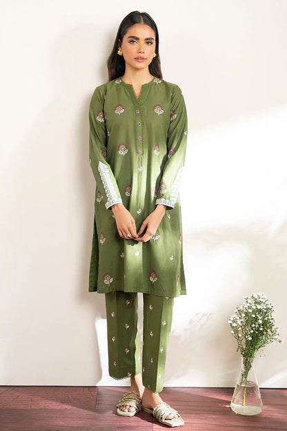 RARE-DHANAK 2PC EMBROIDRED SHIRT WITH EMBROIDRED TROUSER-3204