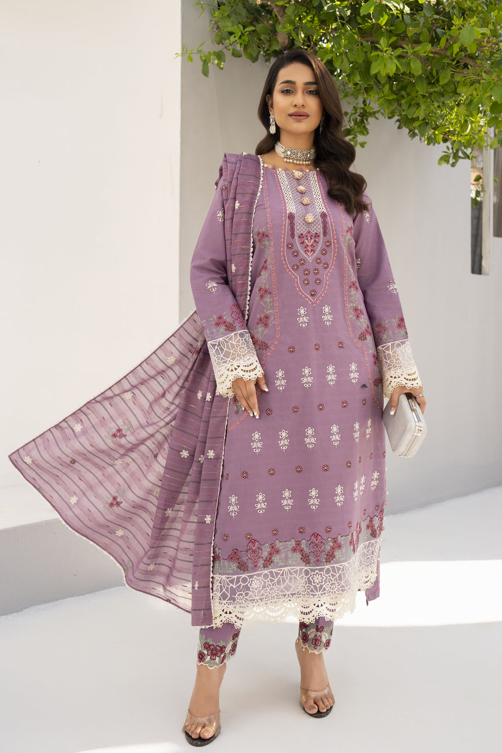 RARE-3PC LAWN EMBROIDERED SHIRT WITH LAWN EMBROIDERED READY TO WEAR DUPATTA-03