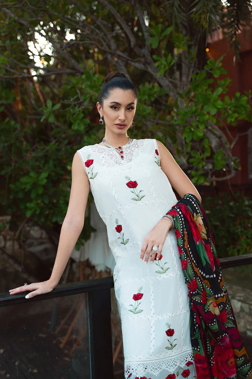 RARE- 3PC LAWN EMBROIDERED SHIRT WITH DIAMOND PRINT DUPATTA AND TROUSER-2872