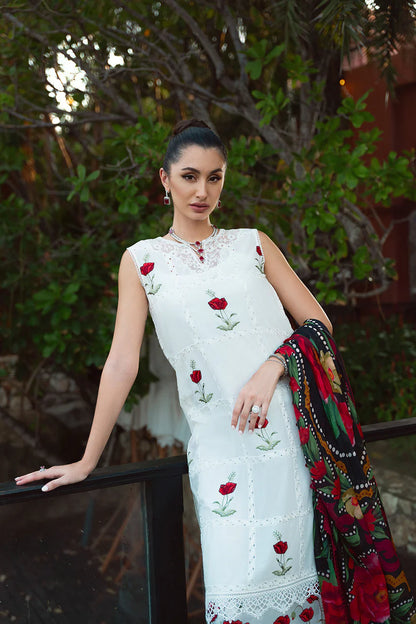 RARE- 3PC LAWN EMBROIDERED SHIRT WITH DIAMOND PRINT DUPATTA AND TROUSER-2872