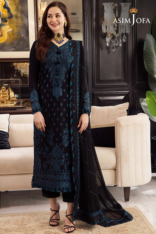 RARE- 3PC DHANAK EMBROIDERED SHIRT WITH BAMBER CHIFFON EMBROIDERED DUPATTA AND TROUSER-3239