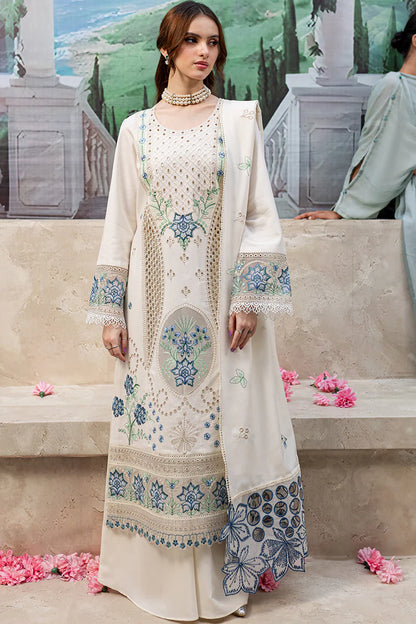 RARE-3PC LAWN LASER EMBROIDERED SHIRT WITH LAWN LASER CUT EMBROIDERED READY TO WEAR DUPATTA-3650