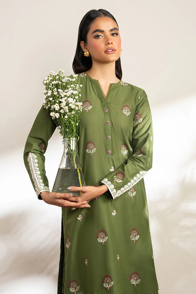 RARE-DHANAK 2PC EMBROIDRED SHIRT WITH EMBROIDRED TROUSER-3204