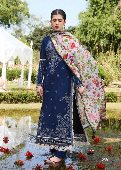 RARE-3PC VISCOUS EMBROIDRED SHIRT WITH COUTURE PRINT SHAWL AND TROUSER-3159