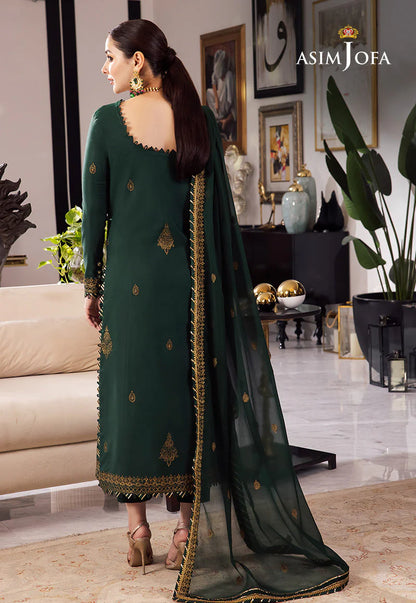 ASIM JOFA-3PC LAWN EMBROIDRED SHIRT WITH CHIFFON EMBROIDRED DUPATTA AND TROUSER-3609