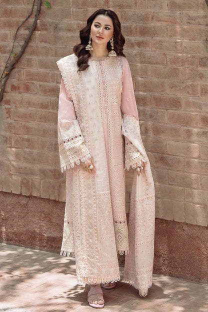 RARE-3PC LAWN LASERCUT EMBROIDERED SHIRT WITH MONARK EMBROIDERED DUPATTA AND TROUSER-3702